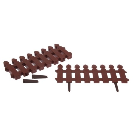 Decorative fence, 36 × 200 cm, 4 sections, plastic, chocolate color, “picket fence”-6