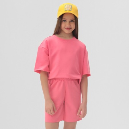 Kit for girls (T -shirt, shorts) minku pink color, height 110