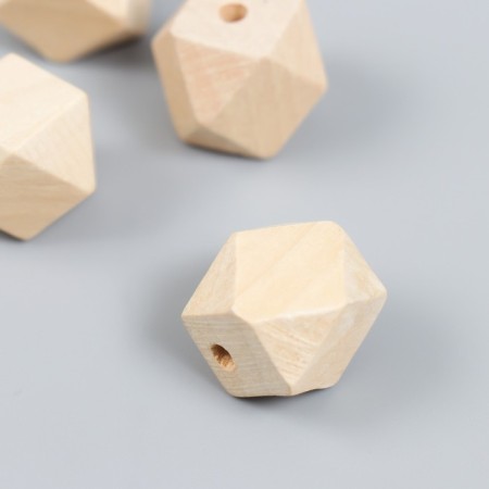 Beads wooden polyhedraries 16x16 mm (set 4 pcs) without coating-1