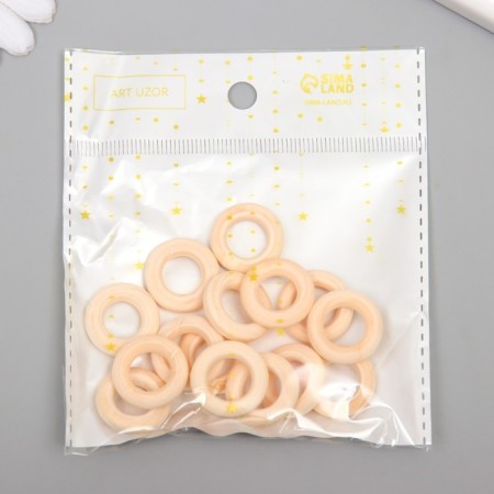 Decor for creativity tree "Rings" set 15 pcs natural 2x2 cm-3