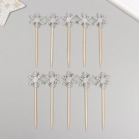 Decor for creativity "Silver Snowflake", 11 cm (set 10 pcs)-1