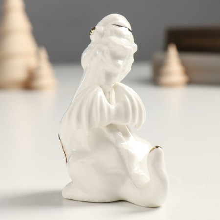 Souvenir Ceramics "Dragon in the New Year's cap" with a white-gold 5x7x9.5 cm-4