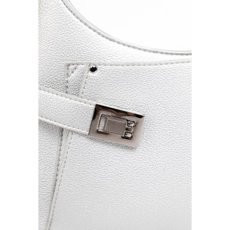 Women's bag with zipper, silver color-4