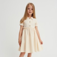 Dress for a girl with a collar Kaftan, size 30 (98-104), milk color