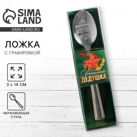 A teaspoon spoon with an engraving “Favorite Grandpa”, in a gift box, 3 x 14 cm.