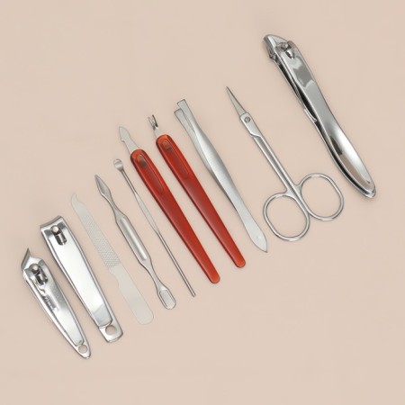 Manicure set, 10 items, in case, brown color-4