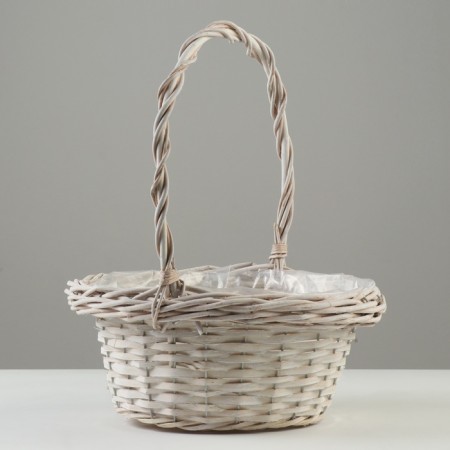 A set of wicker baskets, D37x16/43 cm, D29x14/39 cm, d21x12/34 cm, 3 pcs, white, willow-2