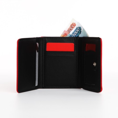 Women's wallet on the button, red color-5