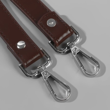 Handle for a bag, with carbines, 60 ± 1 × 2 cm, brown color-2