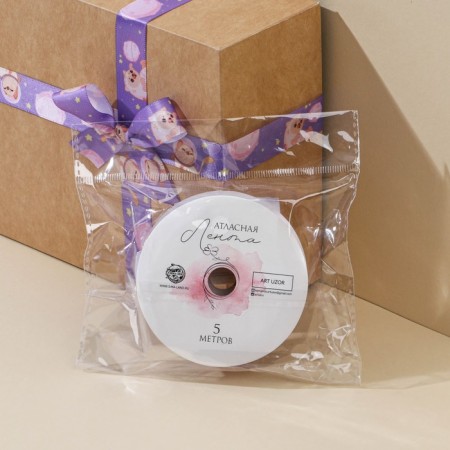 A satin tape, gift packaging, "Cosmonaut", 2 cm x 5 m-1