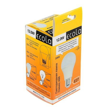 LED LED ECOLA CLASSIC, E27, A60, 12 W, 4000 K, 110x60 mm-1