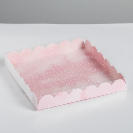 Cookie box, confectionery packaging with PVC lid, Enjoy EVERY MOMENT, 21 x 21 x 3 cm-1