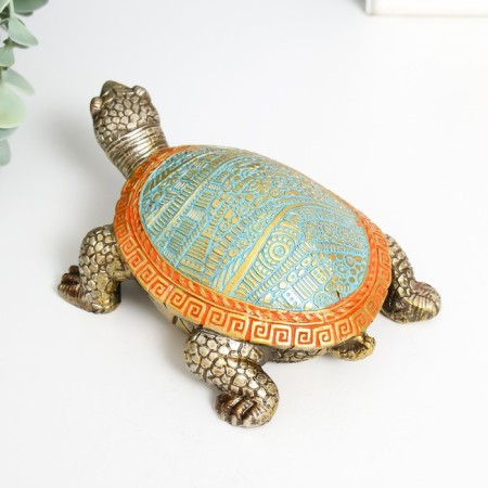 Souvenir Polystone "Turtle Ground" patterns on color carapace 10.5x10.5x5.5 cm-3