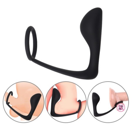 Anal plug with an erective ring, prostate stimulator, software, silicone, black-4