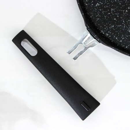 Pancake pan, d = 20 cm, plastic handle, anti -stick coating, dark marble color-4