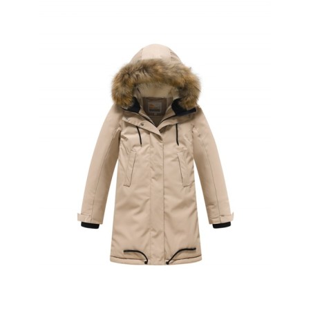 Winter park for a girl, height 164 cm, beige color