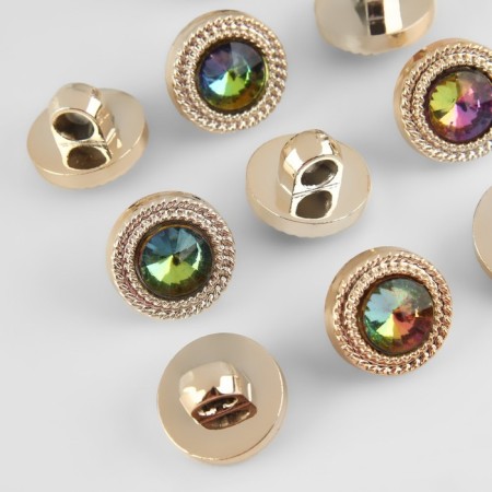 A set of buttons on the leg, d = 10 mm, 10 pcs, rainbow/gold color-1