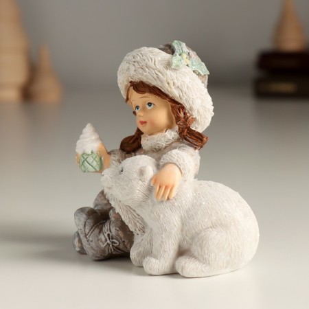 Polystone souvenir "Baby and her white teddy bear" 7.5x5x88 cm-3