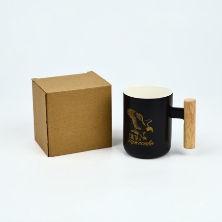Ceramic “Strength and Courage” mug, 400 ml, black color-4