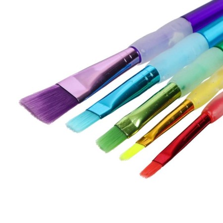 A set of brushes nylon 5 pieces, with colored handles, with rubber holders-5