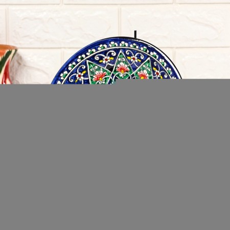 Plate of the Rishtan ceramics "Flowers", D = 25 cm, ceramics, blue-2