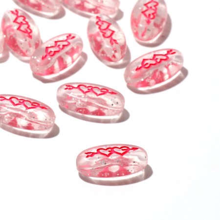 Acrylic bead "Hearts with an arrow", 18 × 6 mm, set 10 g, pink color-1