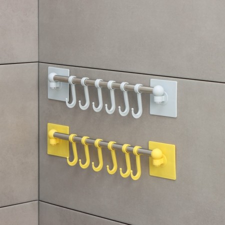 Velcro towel holder, 6 movable hooks 36 × 6.5 × 2 cm, color mix-5