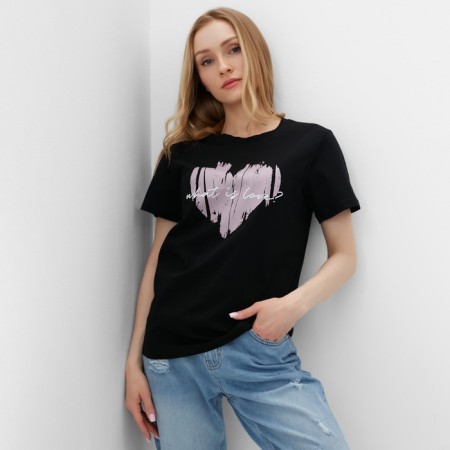 T -shirt female, black color, size 48-3