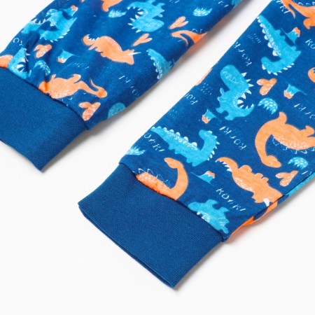 Pajamas for a boy (longshille/pants), blue color/dragon, height 122 cm-6