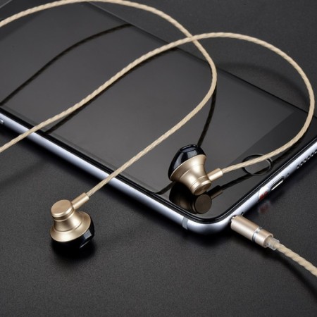 Hoco M18 headphones, wired, inserts, microphone, jack 3.5 mm, 1.2 m, golden-3