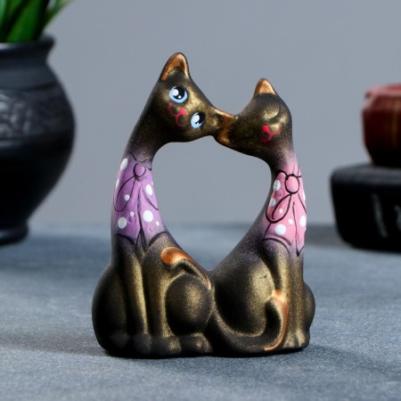 Figure "Cats lovers with bows" Black 5x9x12cm