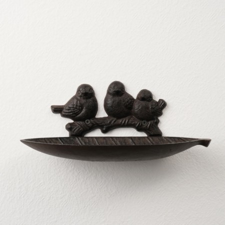 Souvenir of cast iron stand "Three birds on a branch by the sheet" 11.5x28x9 cm-2