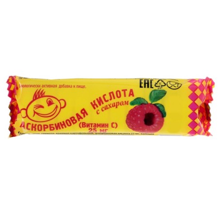 Ascorbic acid with sugar, raspberries, 10 pcs 3 g