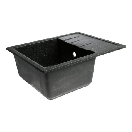 Sin for a kitchen made of stone Zein 150/Q4, 575 x 470 mm, rectangular, overflow, black color-1