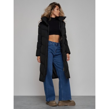 Coat insulated winter female, size 50, black color-15
