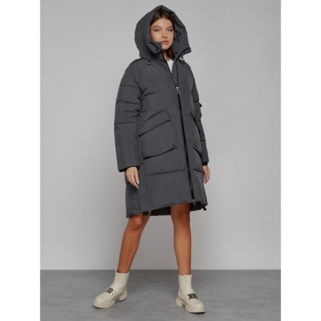 Coat insulated winter female, size 50, dark gray color-4