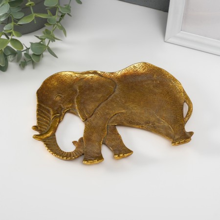 Standing interior polystone "African elephant" gold 19x1.5x14.5 cm-1