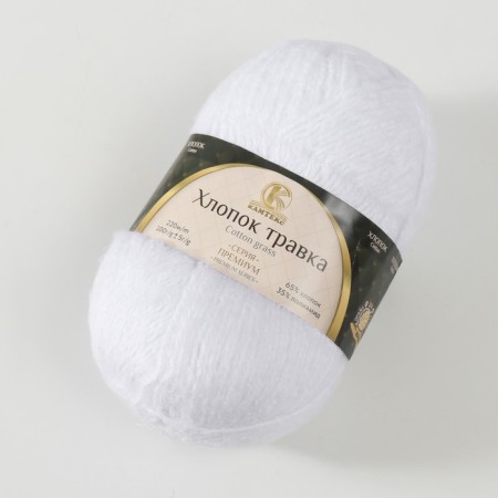 Yarn "cotton grass" 65% cotton 35% polyamide 220 m/100g (205 white)-1