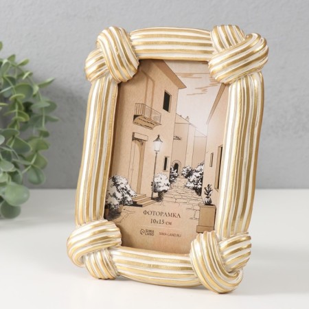 Polystone photo frame 10x15 cm "Nodes" white with gold 14.2x2.2x19.2 cm-1
