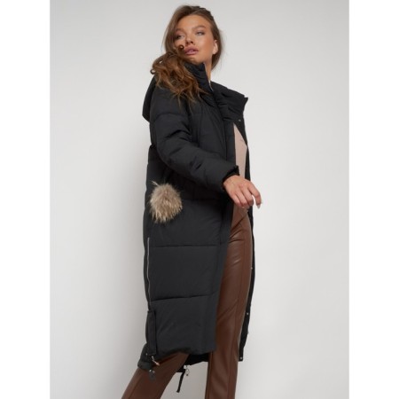 Coat insulated winter female, size 44, black color-18