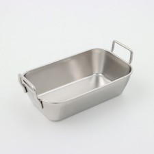 A baking sheet for feeding stainless steel, 16.5 × 10 × 4.5 cm, with handles