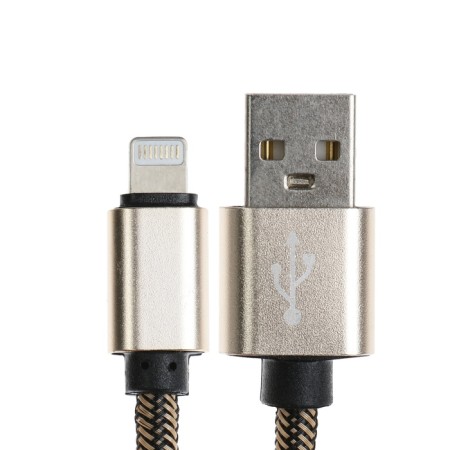 Lightning cable - usb, 2.1 a, nylon braid, 2 meters, golden-1