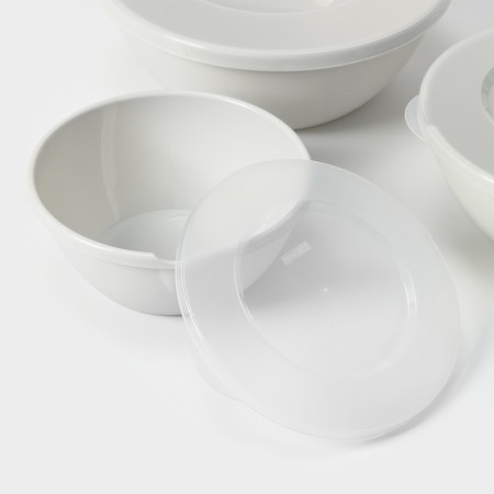 A set of bowls with a lid Helsinki, 3 pcs: 1 l, 2 l, 3 l, color ashen pearls-3