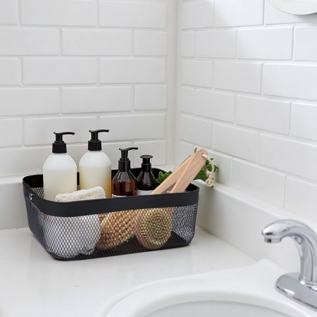 Universal Basket LADOM "Halves", rectangular, with a pen, 32.5 × 24.5 × 11.5 cm, black-3