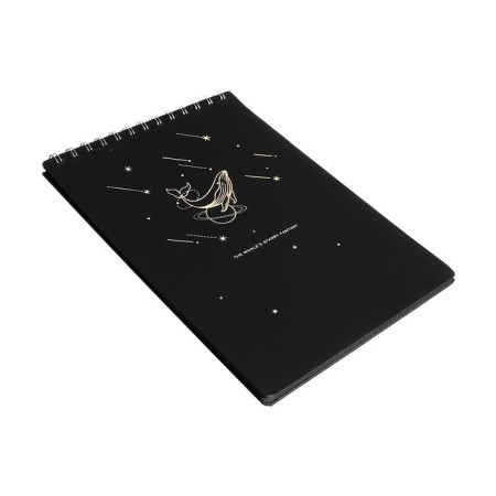 A4 sketchbook, 30 black sheets on the crest, “whale”, solid substrate, density 110 gr., Mix-5