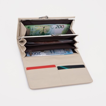 Women's wallet on magnets, beige color-3