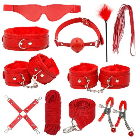 Erotic bdsm set of oka-hpki, red, 11 objects