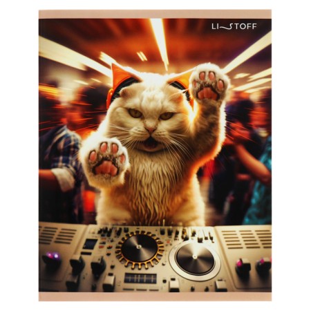 Notebook of 48 sheets in a cage, "fluffy DJ", cover coated cardboard, glossy lamination, block 60 g/m2, mix-2