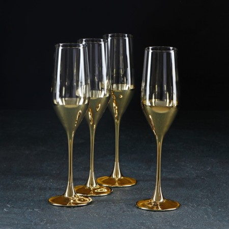 A set of glass glasses for champagne "Electric Gold", 160 ml, 4 pcs