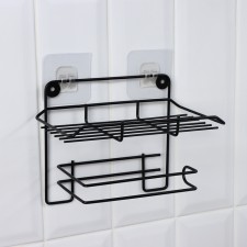 A holder for toilet paper with a shelf, 19 × 10 × 14.5 cm, black color